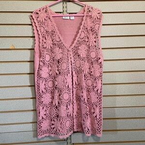 Pink Crochet Women's Cardigan